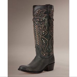 Frye Studded Leather Deborah Deco Tall Boots EUC